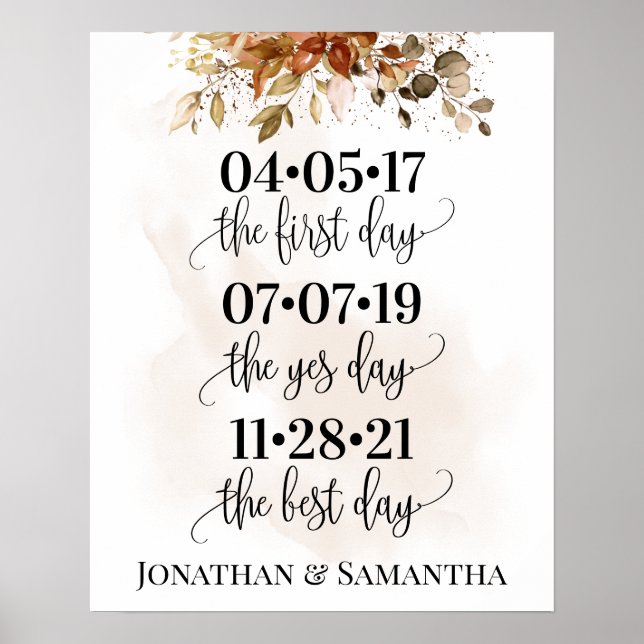 Best Day Wedding Date Yes Day Fall Eucalyptus Poster (Front)