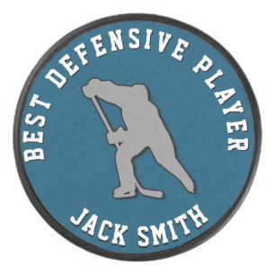 BEST DEFENSIVE PLAYER, CUSTOM AWARD Hockey Puck
