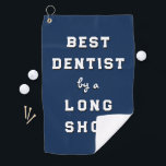 Best Dentist Gift Golf Towel<br><div class="desc">Creative Best Dentist gift featuring dental humour on blue background.</div>