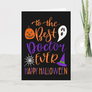 Best Doctor Ever Halloween in Orange and Purple Card