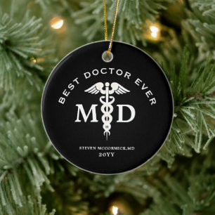 Best Doctor Ever Medical Personalised Christmas Ceramic Ornament