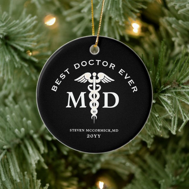 Best Doctor Ever Medical Personalised Christmas Ceramic Ornament (Tree)