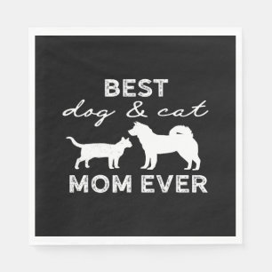Best Dog And Cat Mum Gift Cute Crazy Cat Lady Dog Napkin