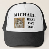 Best Dog Cat Dad Custom Photo Text Personalised Trucker Hat (Front)