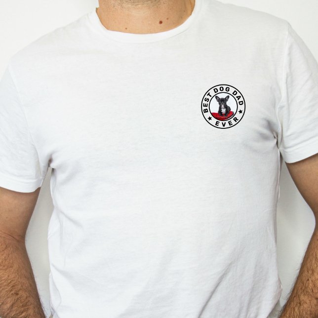 Best Dog Cat Dad Ever Custom Photo White & Black T-Shirt (Creator Uploaded)