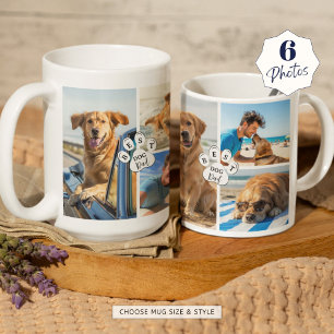 Best Dog Dad 6 Photo Collage Pawprint Coffee Mug