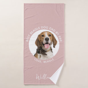 Best Dog Dad by Far Pet Beagle Dog Photo Custom Bath Towel
