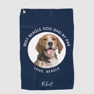 Best Dog Dad by Far Pet Beagle Photo Custom Golf Towel