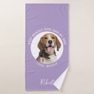 Best Dog Dad by Par Beagle Dog Pet Photo Custom Bath Towel