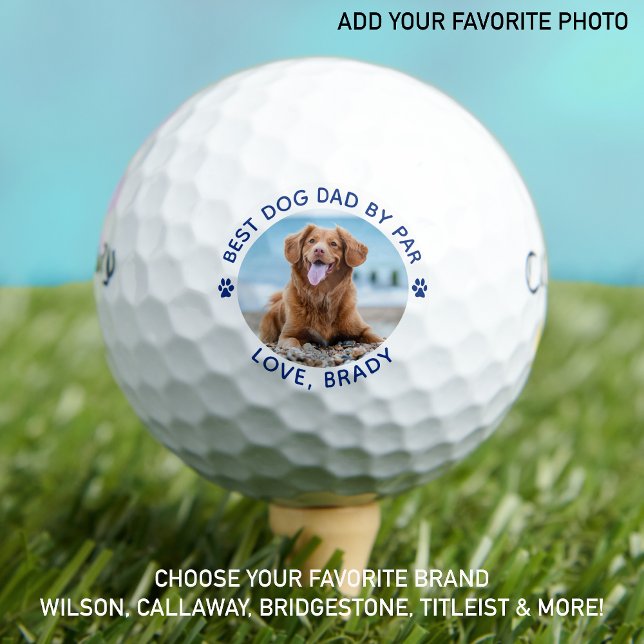 Best DOG DAD By Par Customised Paw Print Photo Golf Balls (Creator Uploaded)
