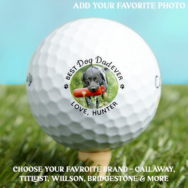 Best DOG DAD By Par Personalised Paw Prints Photo Golf Balls (Creator Uploaded)