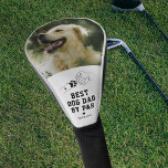 Best Dog Dad By Par Photo Father's Day Golf Head Cover<br><div class="desc">Funny fathers day golf head cover featuring a line drawing of a dog's paw fist pumping their owner's hand and the words "best dog dad by par" in a modern bold font. A photo template for you to replace with your own, a cute love heart, and the pet's name adding...</div>