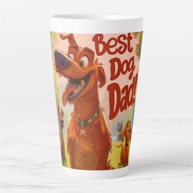 Best Dog Dad Digital Art Latte Mug (Front)