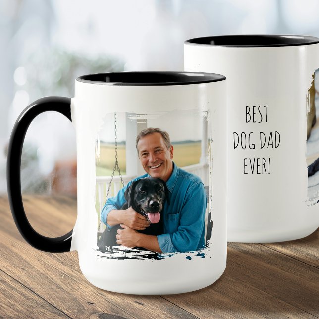 Best Dog Dad Ever 2 Custom Photo Modern Mug (Creator Uploaded)
