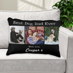 Best Dog Dad Ever 3 Photo Collage Decorative Cushion