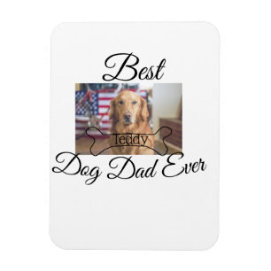 Best dog Dad ever add pet name photo bone golden r Magnet