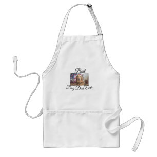 Best dog Dad ever add pet name photo bone golden r Standard Apron