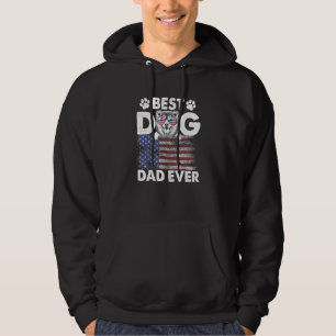 Best Dog Dad Ever Alaska Malamute American Flag Hoodie