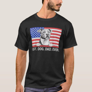 Best Dog Dad Ever American Flag Amstaff T-Shirt