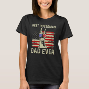 Best Dog Dad Ever American Flag Dad Joke 4th July  T-Shirt