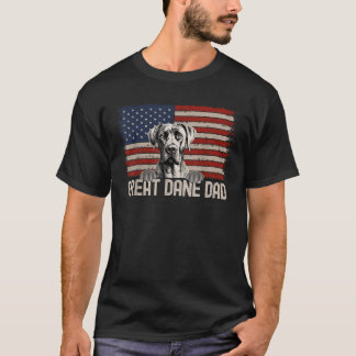Best Dog Dad Ever American Flag Great Dane Dad T-Shirt