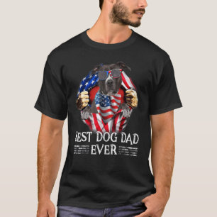 Best Dog Dad Ever American Pit Bull American Flag T-Shirt