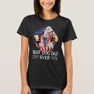 Best Dog Dad Ever Bedlington Terrier American Flag T-Shirt