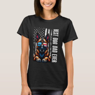 Best Dog Dad Ever Belgian Malinois American Flag V T-Shirt