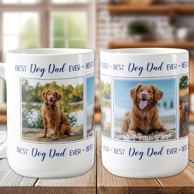 Best Dog Dad Ever Blue Photo Collage Coffee Mug (Creator Uploaded)
