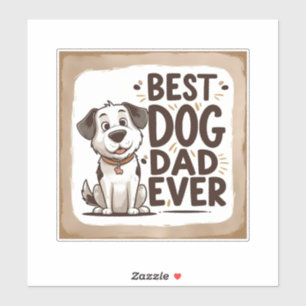 Best Dog Dad Ever Cartoon Die-Cut Sticker