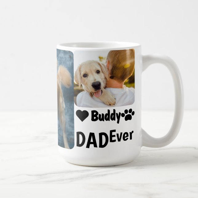 Best Dog Dad Ever Custom Modern Photo and Dog Name Coffee Mug (Right)
