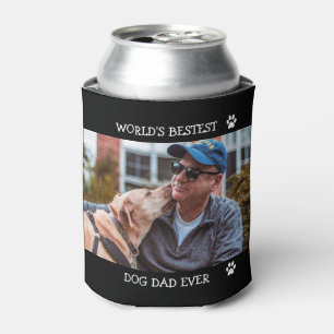 Best Dog Dad Ever Custom Pet Photo Dog Paw Prints Can Cooler