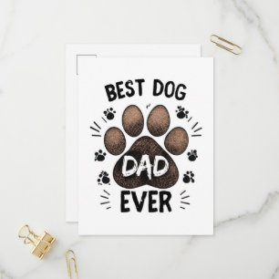 Best Dog Dad Ever – Cute Paw Print Dog Lover Invitation Postcard