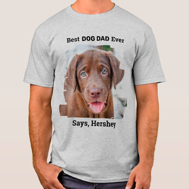 Best Dog Dad Ever Cute Puppy Custom Pet Photo T-Shirt (Creator Uploaded)