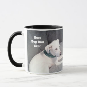 Best Dog Dad Ever Cute White Puppy Dog Black Mug