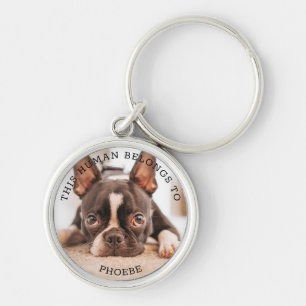 Best Dog Dad Ever Elegant Simple Custom Photo  Key Ring