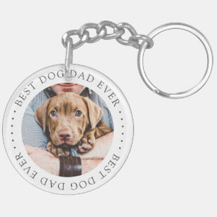 Best Dog Dad Ever Elegant Simple Custom Photo Key Ring