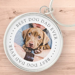 Best Dog Dad Ever Elegant Simple Custom Photo Key Ring