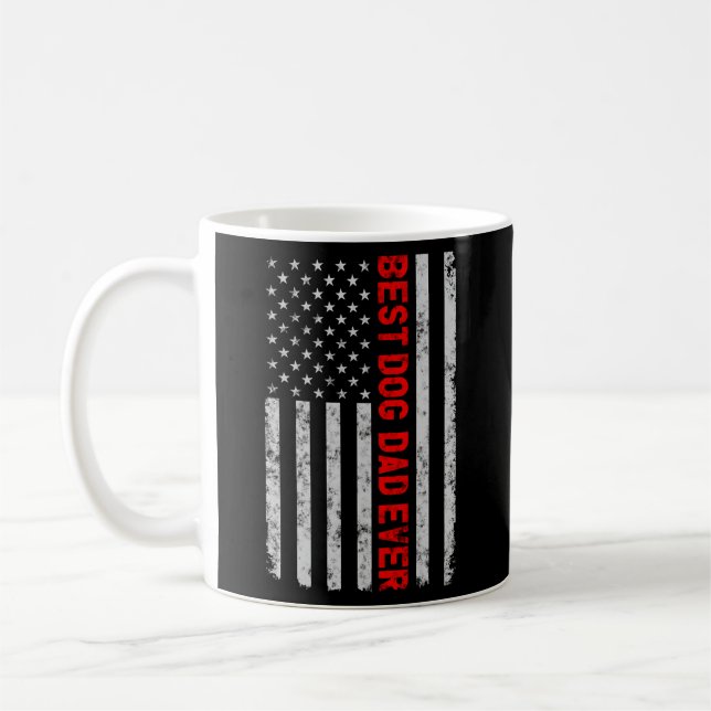 Best Dog Dad Ever Fathers Day American Flag Coffee Mug (Left)