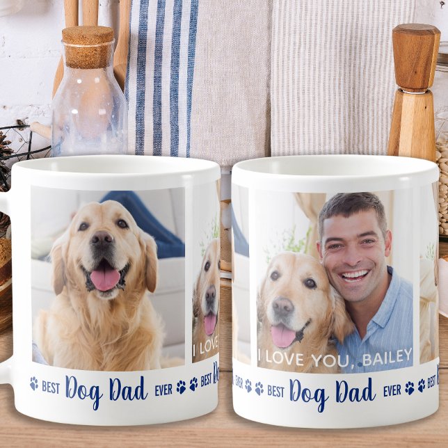 Best Dog Dad Ever Fun Blue 3 Photo Coffee Mug (Creator Uploaded)