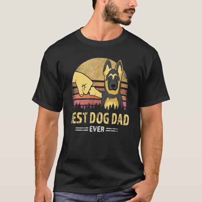 Best Dog Dad Ever German Shepherd Retro Puppy  Des T-Shirt (Front)