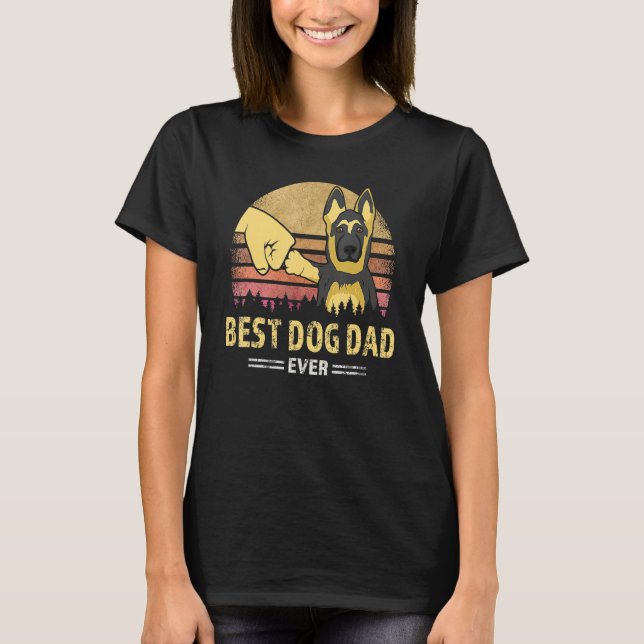 Best Dog Dad Ever German Shepherd Retro Puppy  Des T-Shirt (Front)