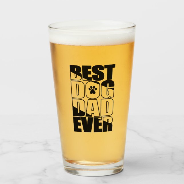 Best Dog Dad Ever Glass (Front Filled)