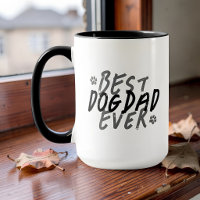 Best Dog Dad Ever Modern Black and Grey Grunge