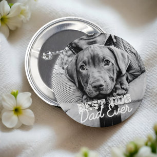 Best Dog Dad Ever Modern Custom Pet Photo 6 Cm Round Badge