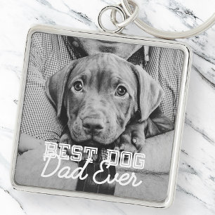Best Dog Dad Ever Modern Custom Pet Photo Key Ring