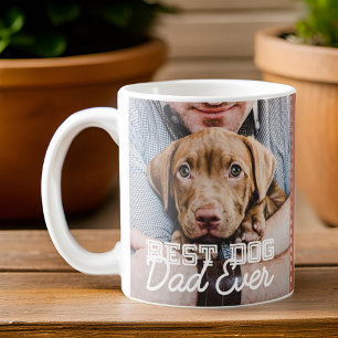 Best Dog Dad Ever Modern Custom Photo and Dog Name Coffee Mug