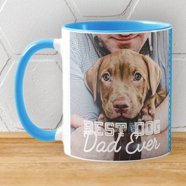 Best Dog Dad Ever Modern Custom Photo and Dog Name Mug (Creator Uploaded)