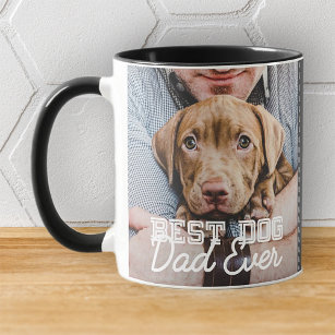 Best Dog Dad Ever Modern Custom Photo and Dog Name Magic Mug