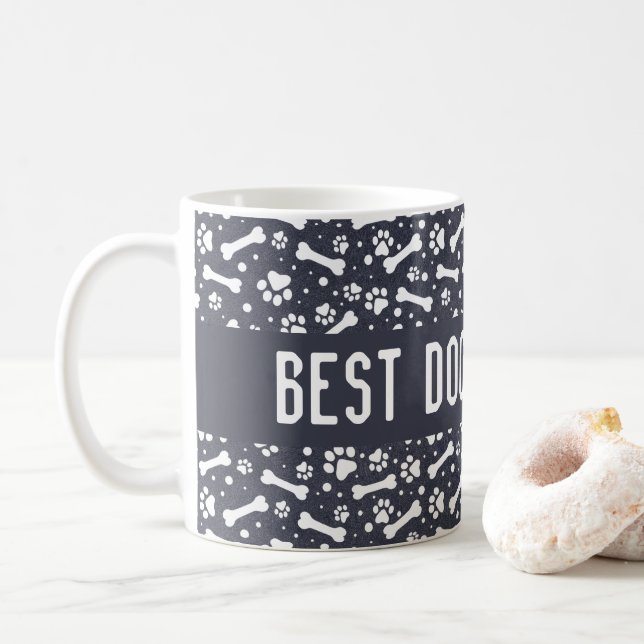 Best Dog Dad Ever Paw Print Coffee Mug (With Donut)